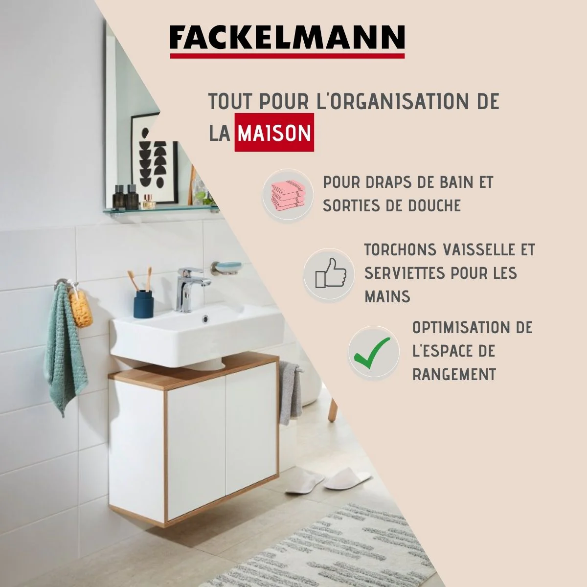 Porte serviette mural double crochet gris chromé Mare Fackelmann
