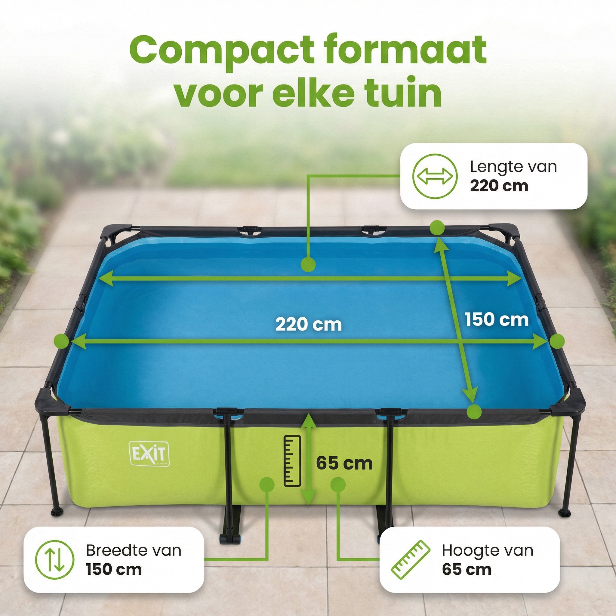 EXIT Lime 220x150x65cm Zwembad met pomp - Green