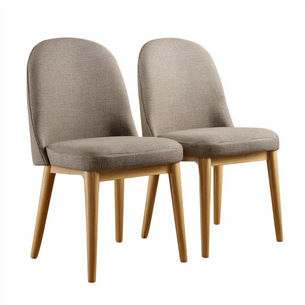 Esszimmerstuhl Set Stoffpolster 45x55x85 cm - Beige - Skandinavisches Design