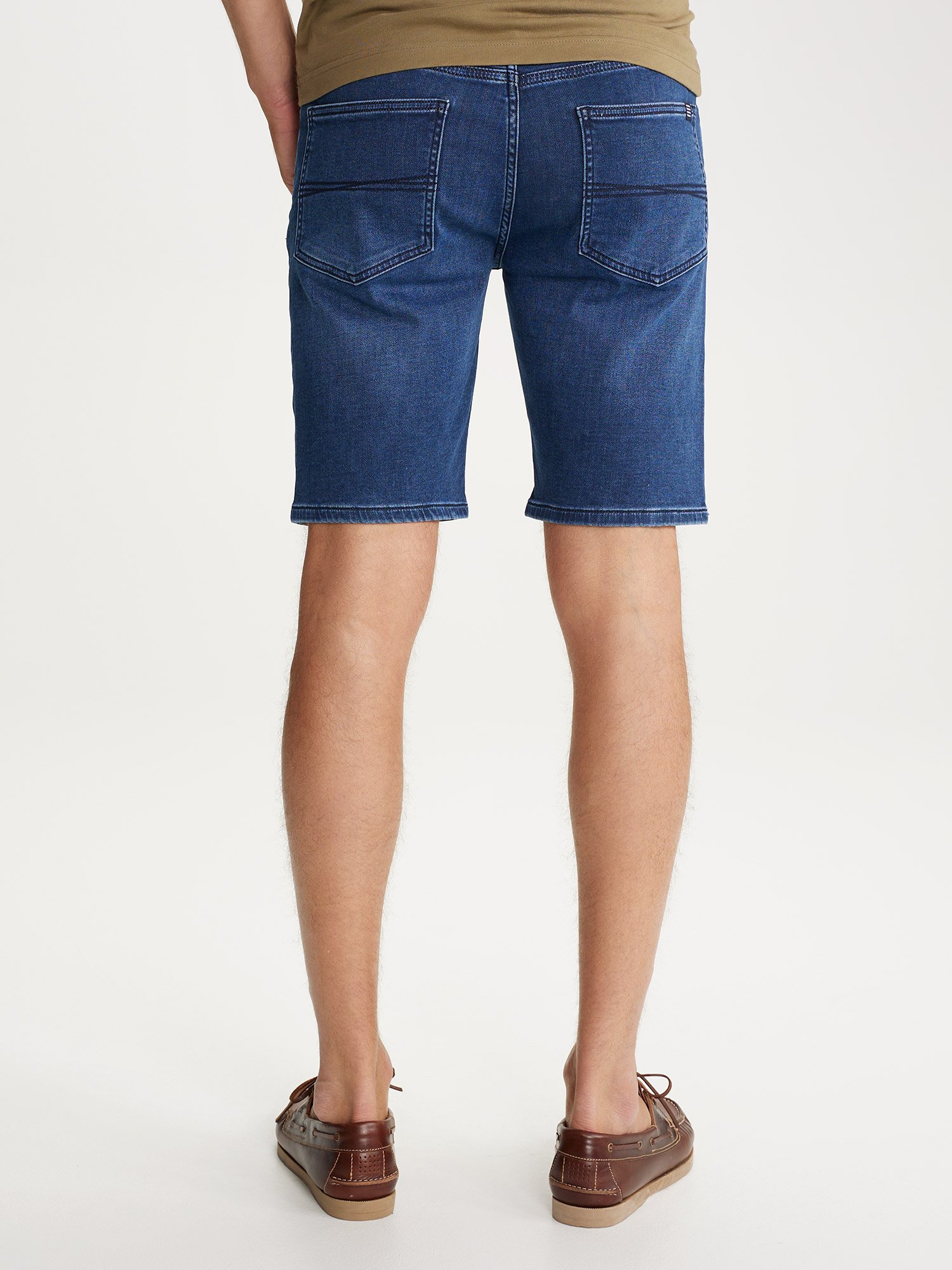 Short Homme En Maille Effet Denim Marine