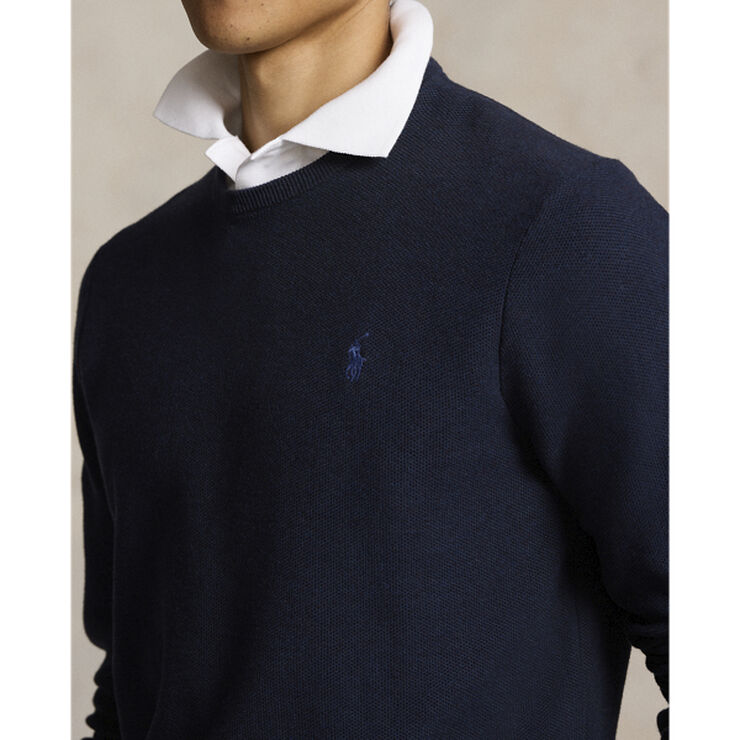 Polo Ralph Lauren Textured Cotton Crewneck Sweater Navy htr