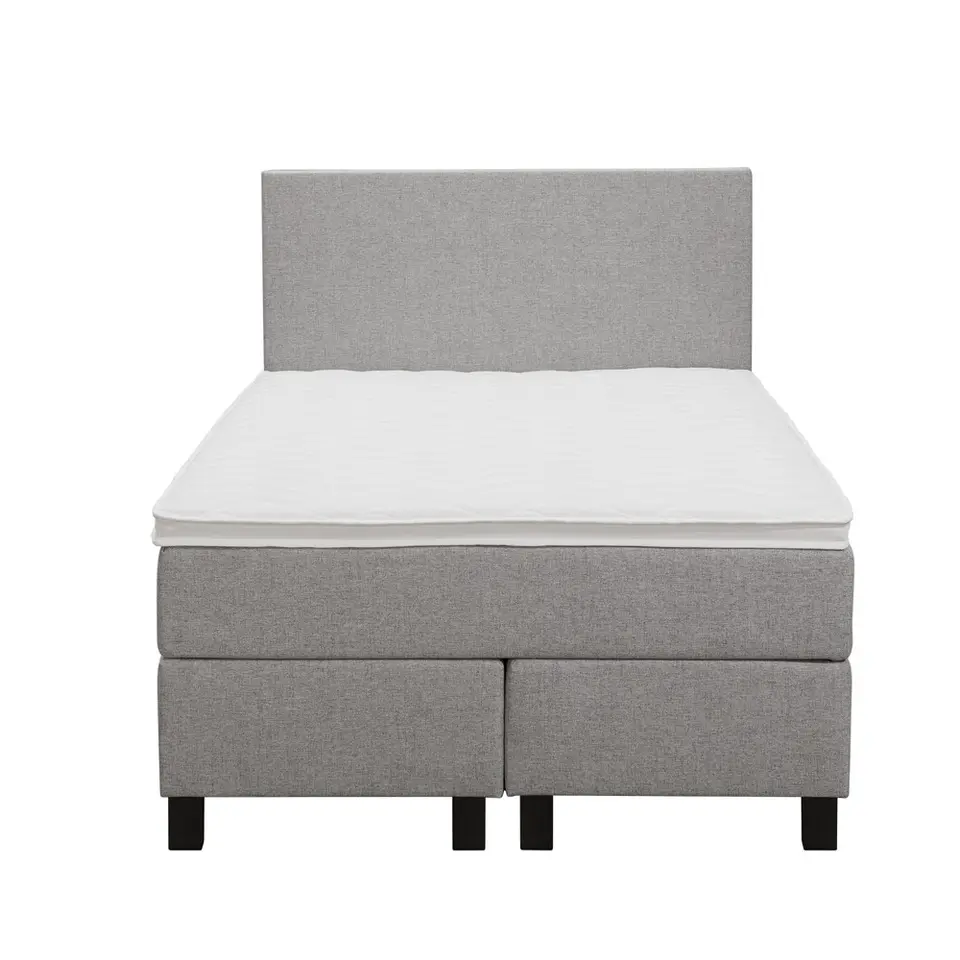 Boxspring Liv egaal - lichtgrijs - 120x200 cm - vierkante poot
