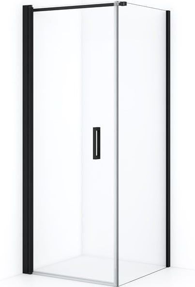 Diamond Douchecabine | 80x70 cm Mat zwart Helder glas Draaideur Rechthoek
