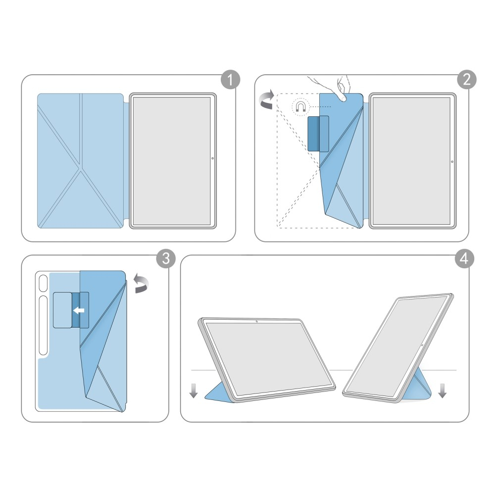 Samsung Galaxy Tab S8 Ultra Leder Tasche Smart Cover Origami Flip Case - Grau