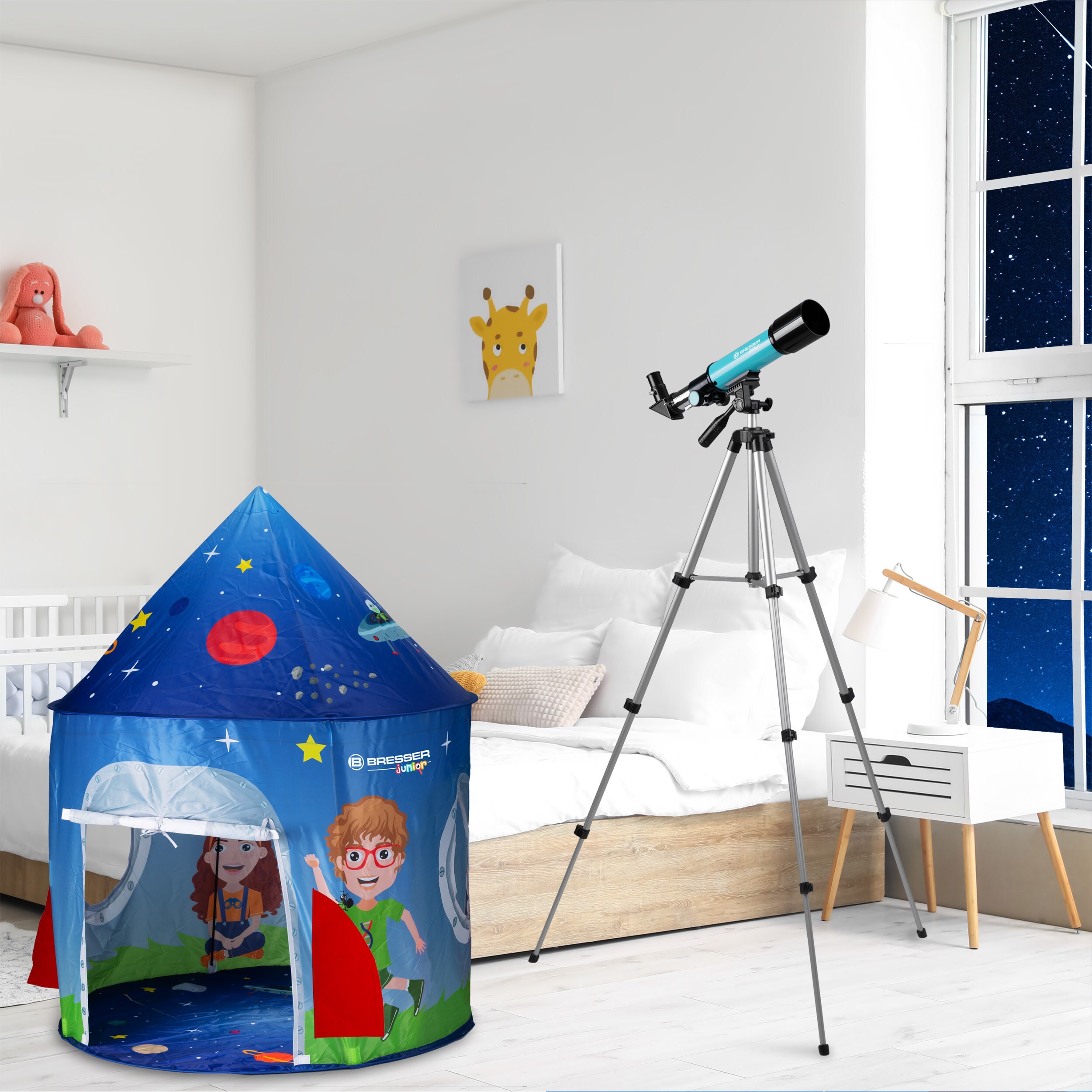 BRESSER JUNIOR Linsenteleskop 50/360 mit Zelt