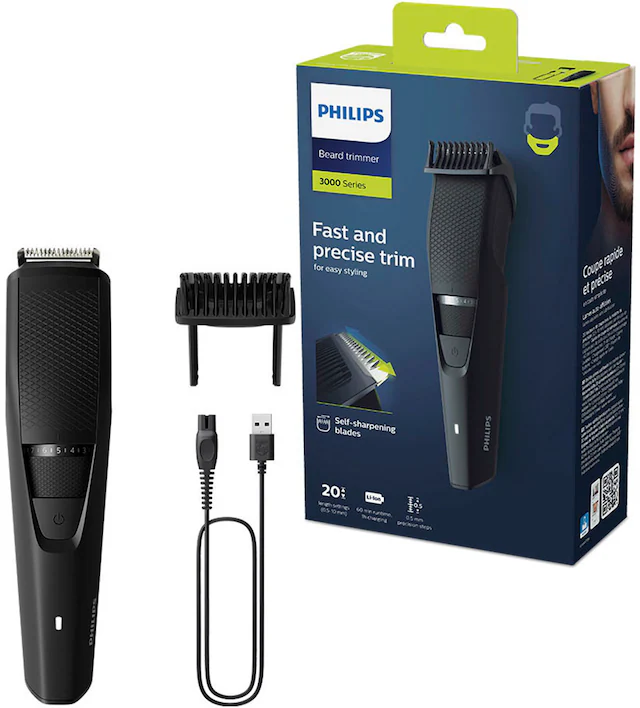 Philips Bartschneider »Series 3000 BT3234/15« 1 Aufsätze mit selbstschärfenden Klingen, 20 Längeneinstellungen, 1 Kammaufsatz