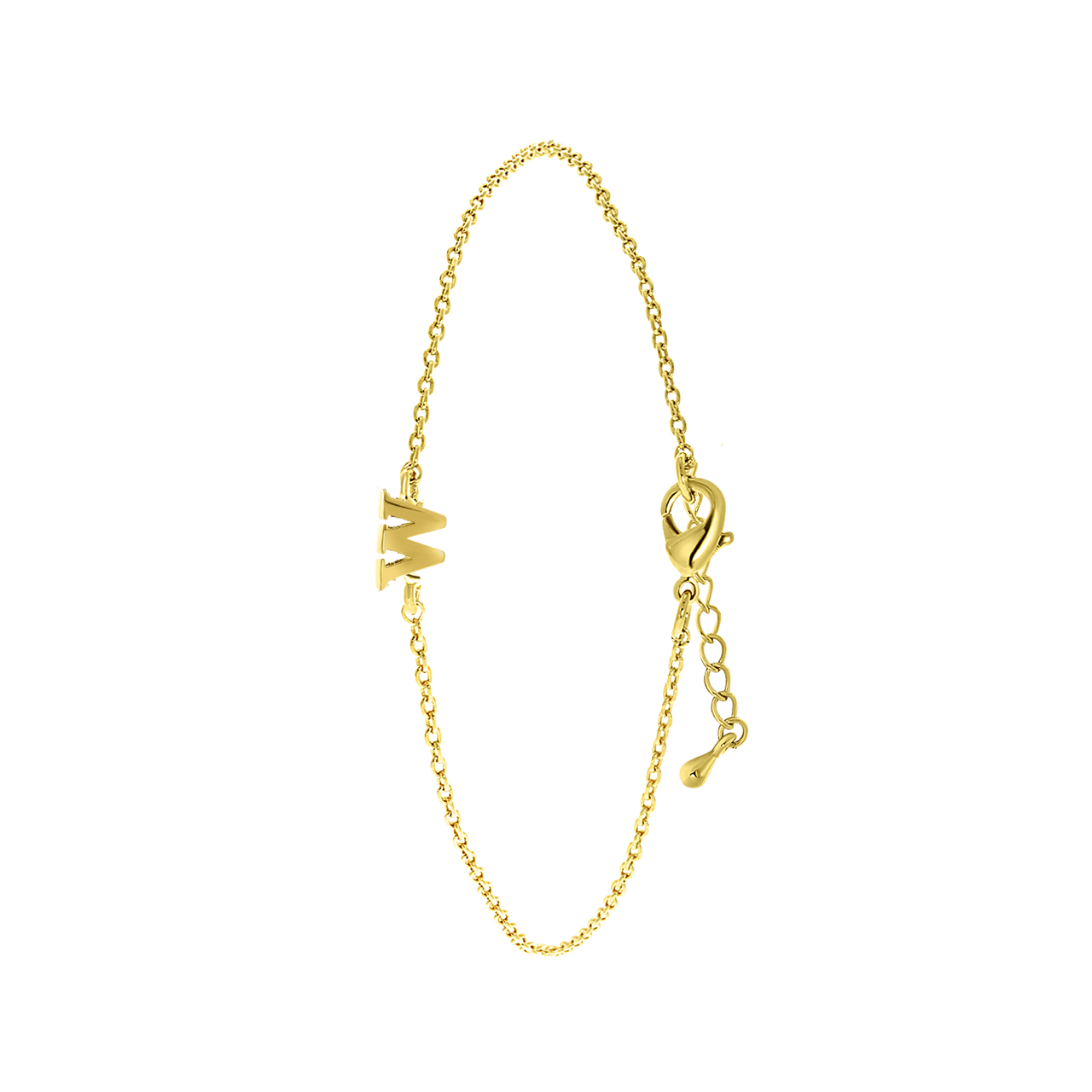 Stalen goldplated armband met letter