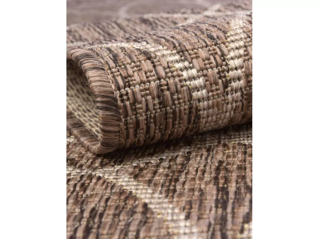 Tapis d'Extérieur - 122x122 - Marron - Tulum Geometrical