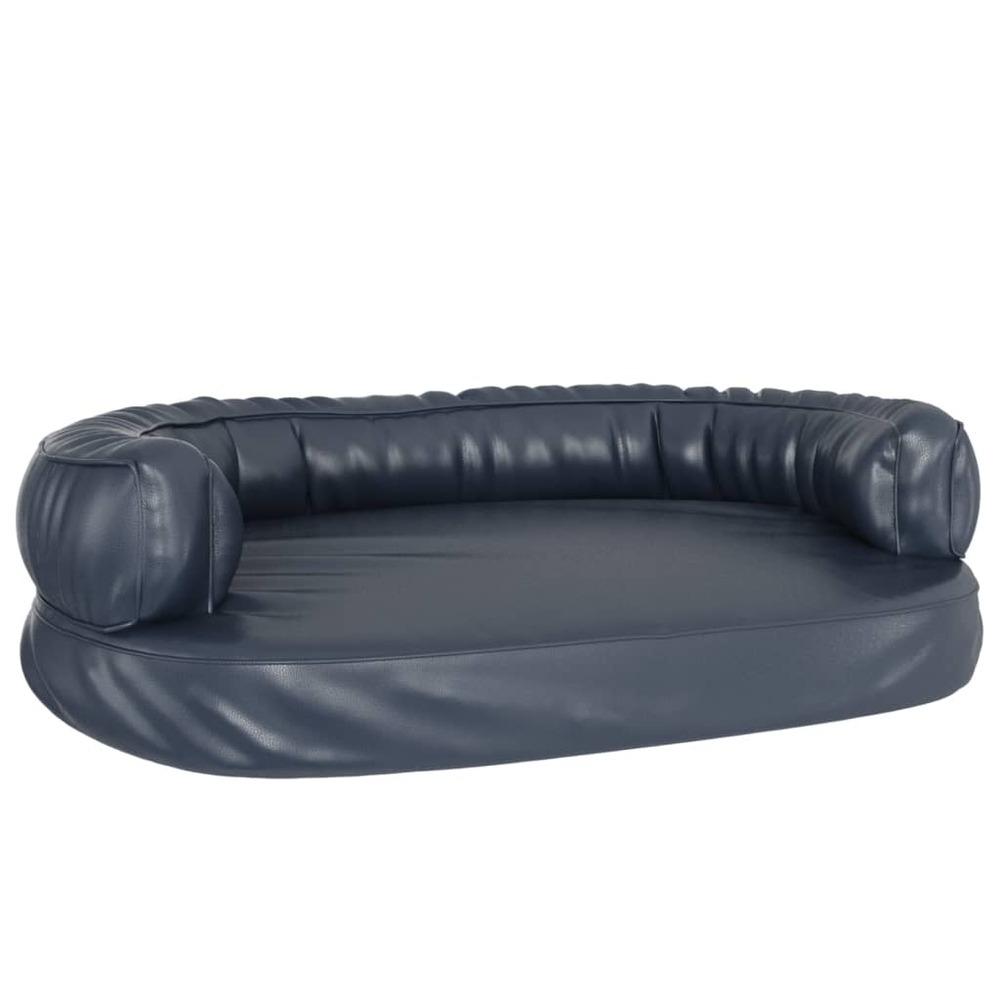 Lit pour chien ergonomique mousse bleu foncé 88x65cm similicuir