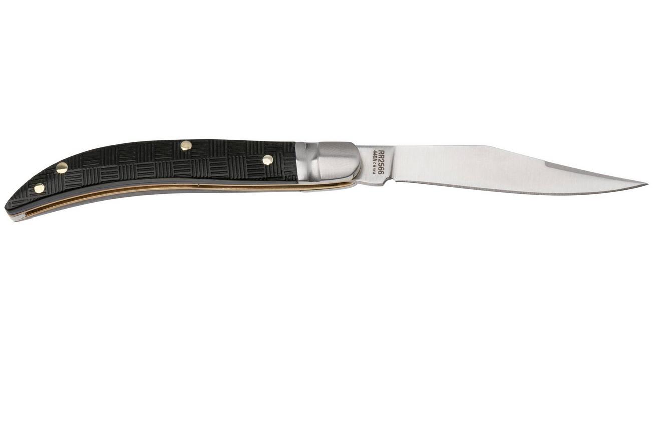 Rough Ryder Black Reserve Barehead Toothpick RR2566, Satin 440A, Textured Pakkawood, zakmes