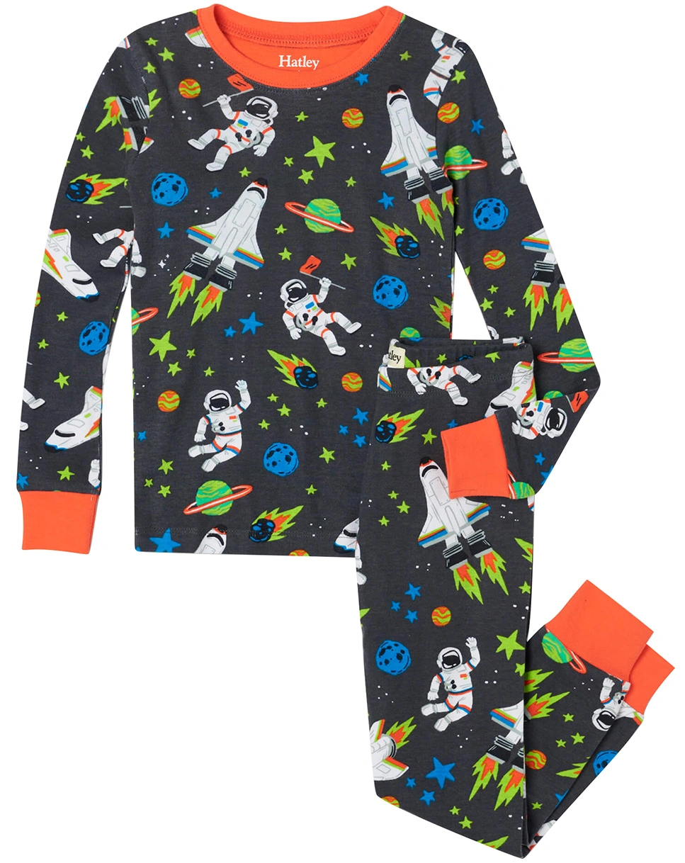 Schlafanzug lang OUTER SPACE in dark grey