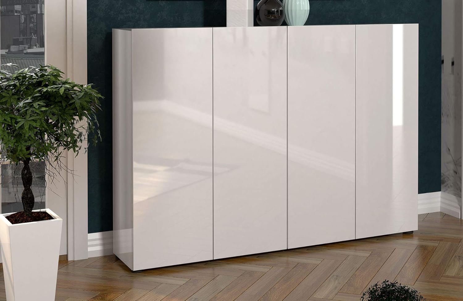möbelando Schuhschrank Flurschrank Schuhablage Dielenkommode Schuhkommode Glossy III