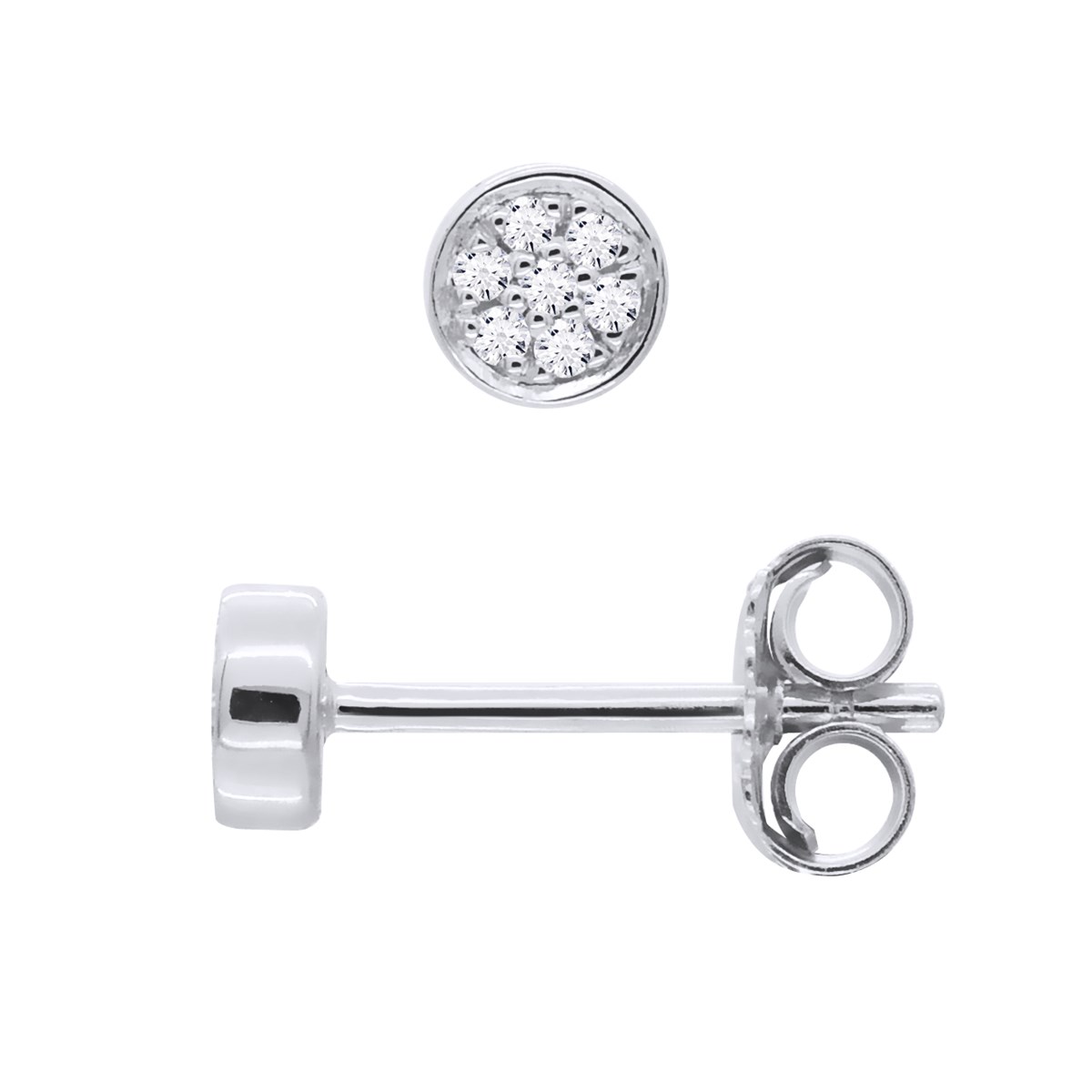 Boucles d'Oreilles Diamants 0,020 Cts Serti Illusion 0,35 Cts Or Blanc