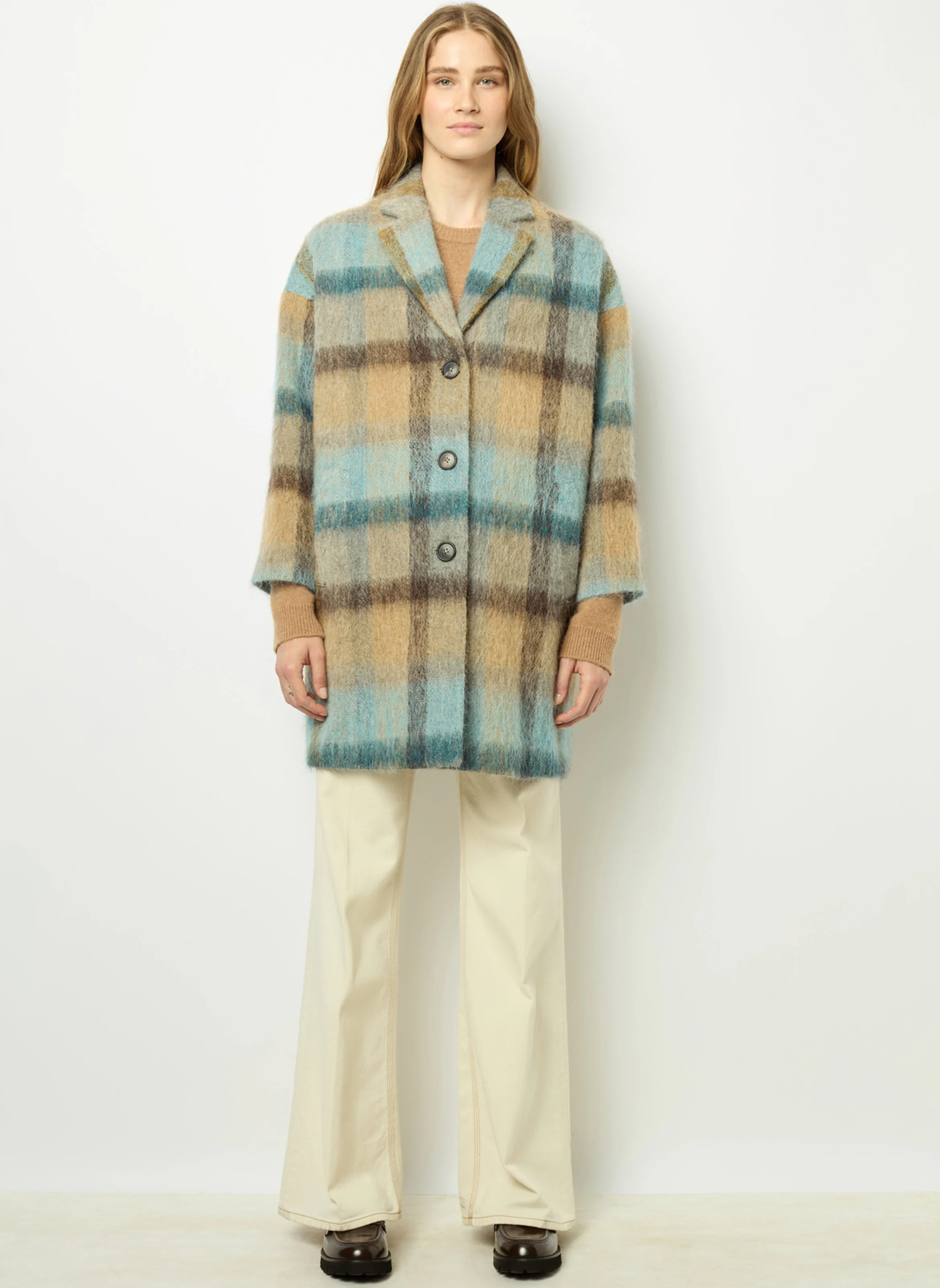 LEONILLE - Manteau col tailleur en laine mélangée | Beige