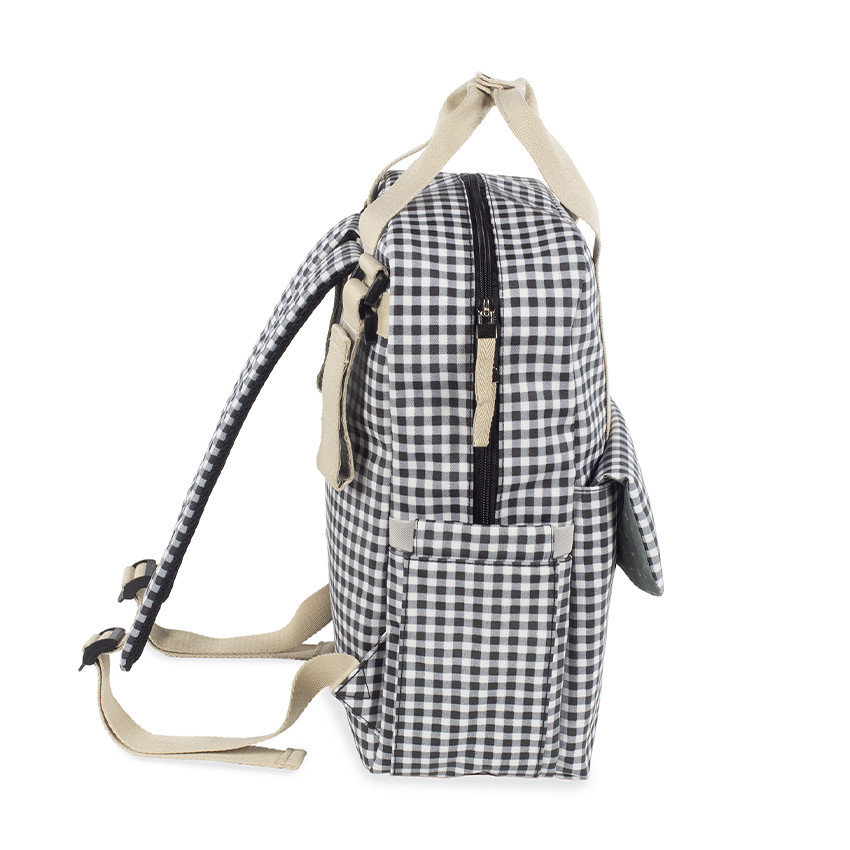 Sac à dos à langer I Love Vichy + tapis noir