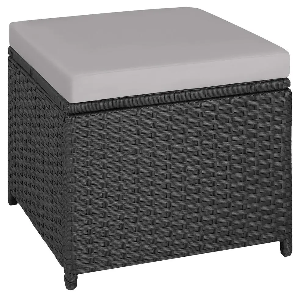 tectake - loungeset Barletta - wicker - zwart/grijs