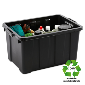 IRIS Powerbox Robuust Opbergbox - 50L - 100% Recycled Kunststof - Zwart - Set van 3