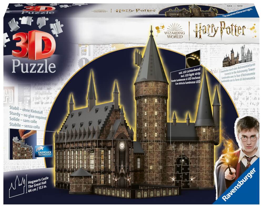 Ravensburger 3D Puzzle 11550 - Harry Potter Hogwarts Schloss - Die Große Halle - Night Edition - 540 Teile - Beleuchtete