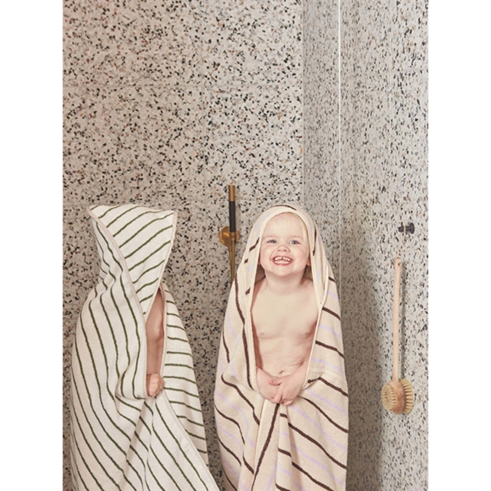 Raita Hooded Håndklæde Green / Offwhite | Luksusbaby
