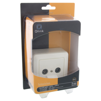 Q-Link coax contactdoos cat3 RTV/RJ45 inbouw/opbouw wit