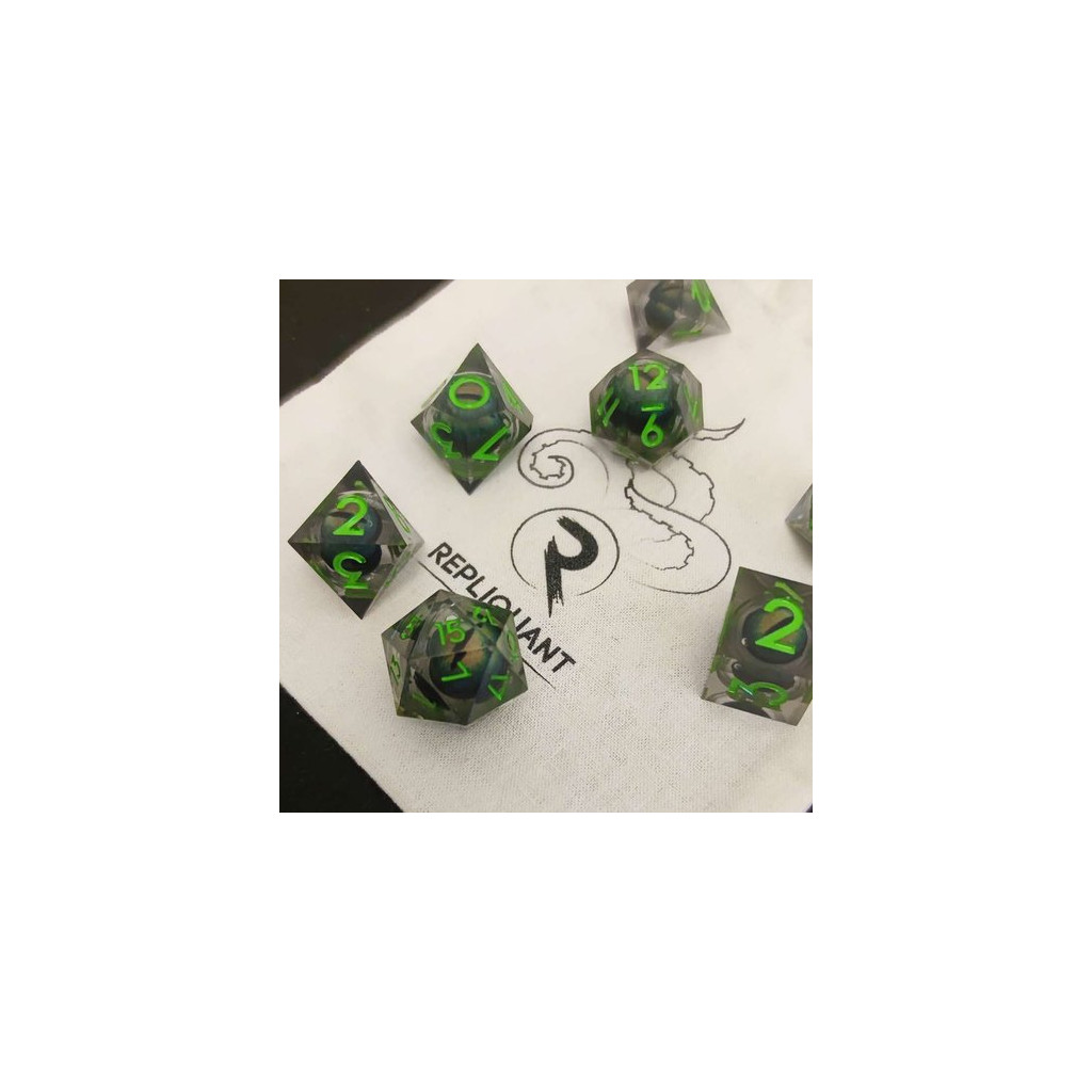 Set de 7 Dés JDR Répliquant : Œil de Dragon Mouvant