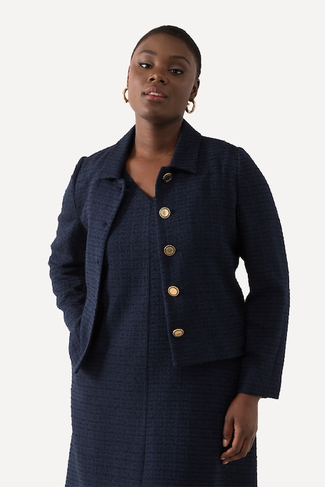 Bouclé-Jacke, Hemdkragen, Acetatfutter