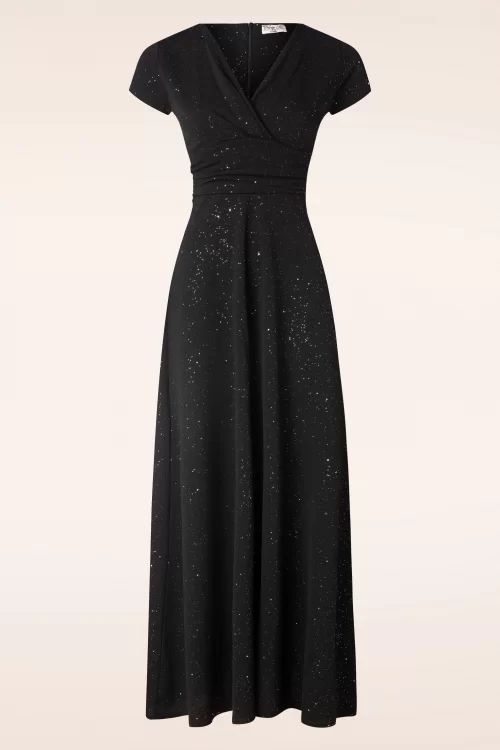 Vintage Chic for Topvintage Genna Glitter Maxi Jurk in Zwart