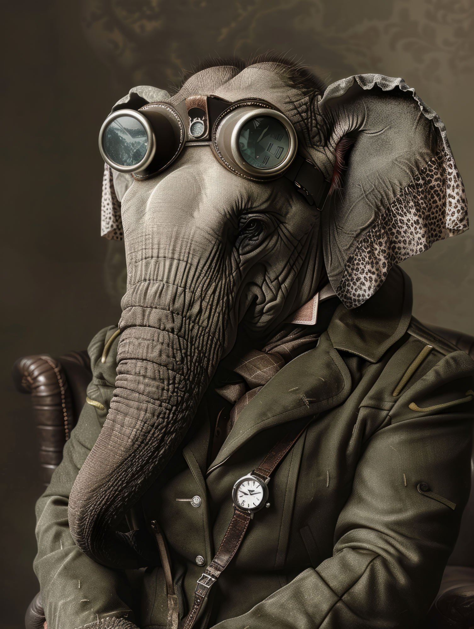 Canvas schilderij van een Olifant 80x120 cm