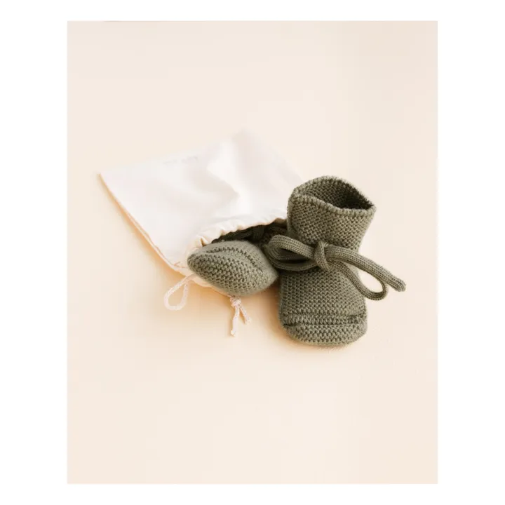 Hvid Chaussons Laine Mérinos | Vert kaki