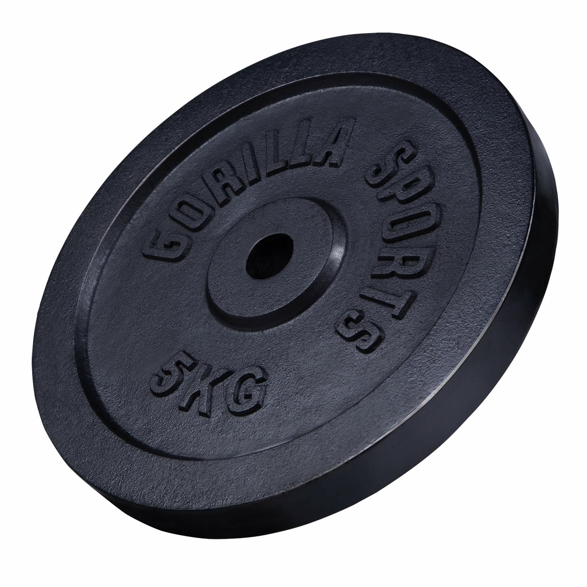 Conjunto de anilhas de ferro maciço Gorilla Sports: 2 de 10 kg e 2 de 5 kg.