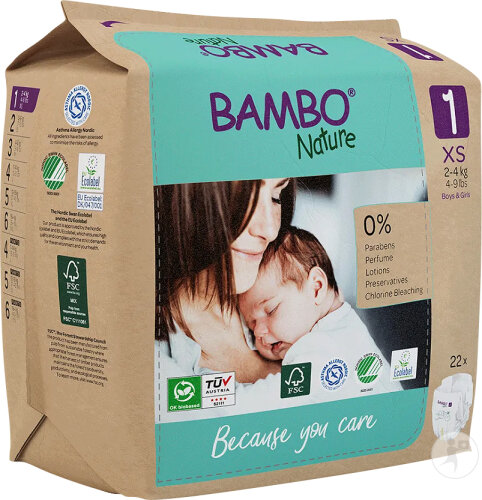Bambo Nature Couches Bébé Taille 1 2 À 4kg Sachets En Papier 22 Pièces