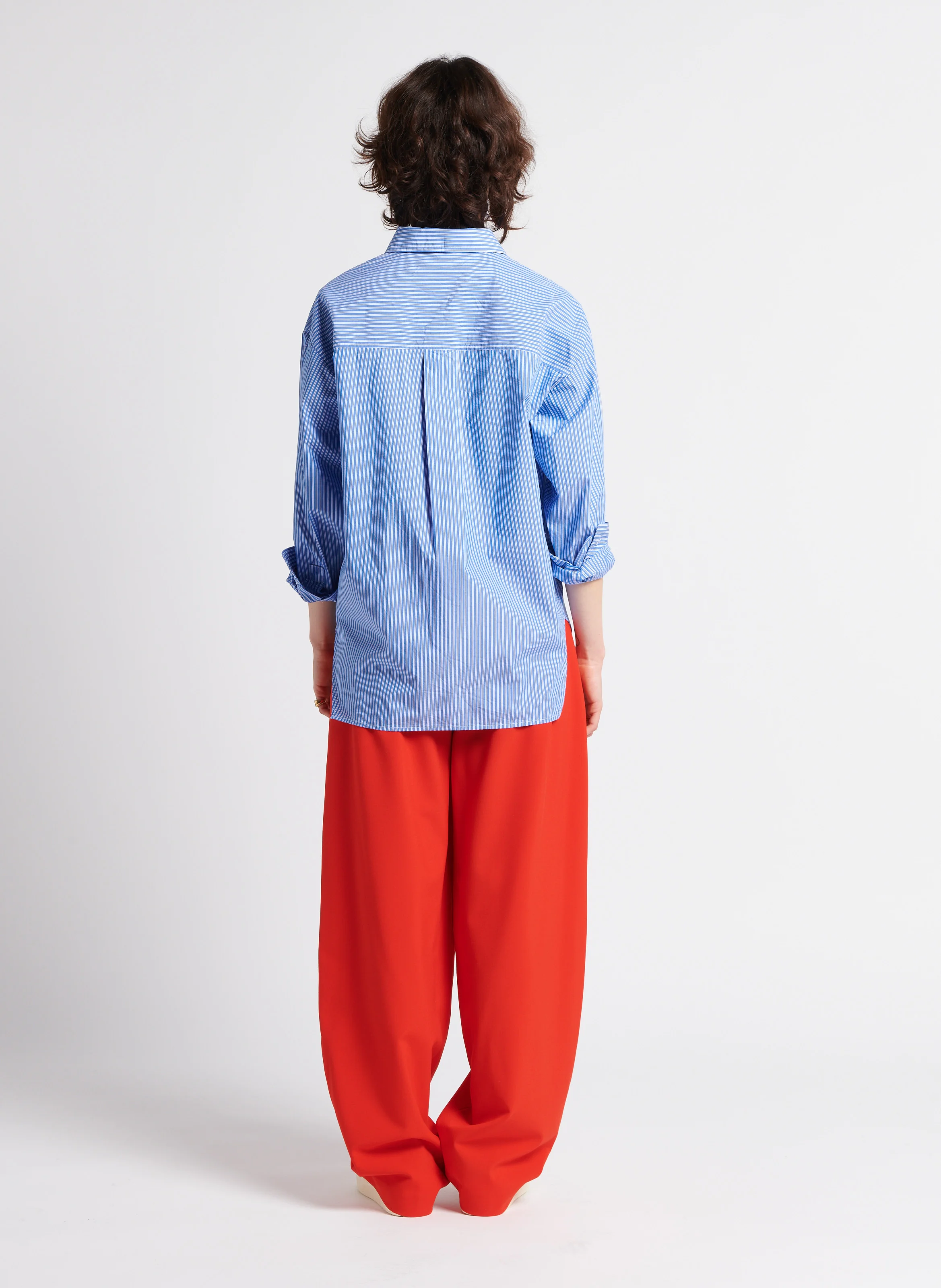 ZATYBAY - Chemise droite rayée en coton | Bleu