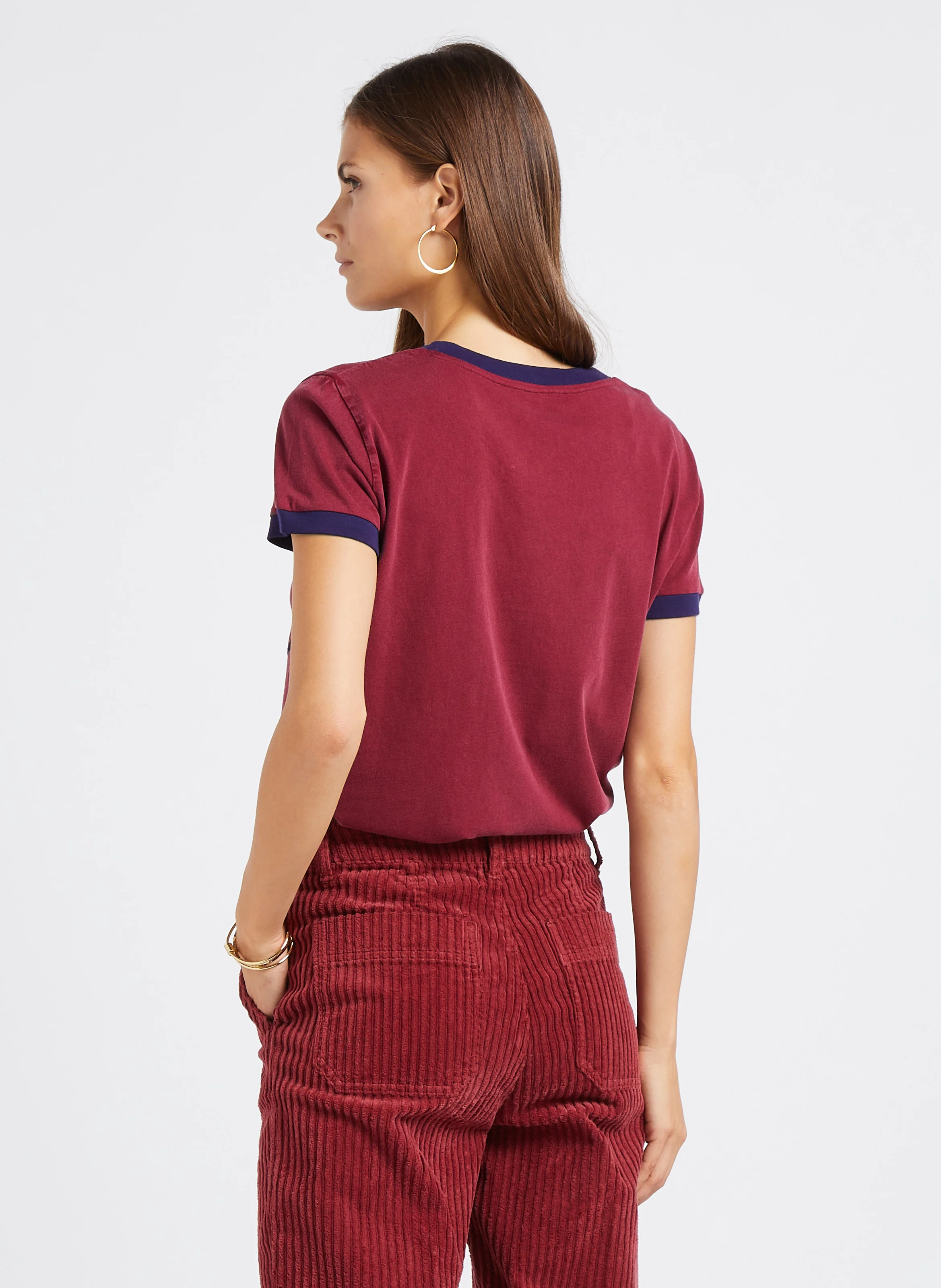 TORO - Tee-shirt col rond sérigraphie velours en coton bio| Rouge