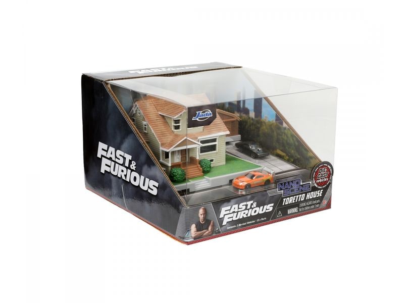Jada Toys Fast & Furious Diorama Dom's House mit 2 Nano Car Fast & Furious Dom Toretto Haus Diorama mit zwei Modellautos