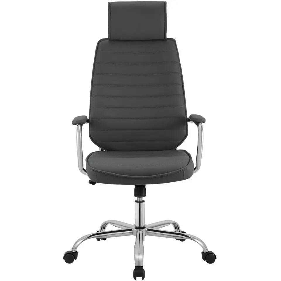 CLP Bureaustoel Rako chroom Frame - Kunstleer - grijs