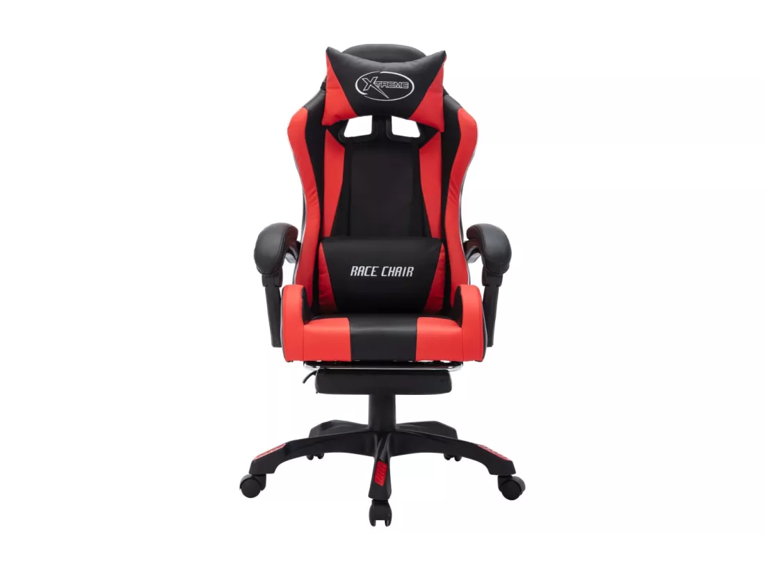 Fauteuil de jeux vidéo avec LED RVB Rouge et noir Similicuir