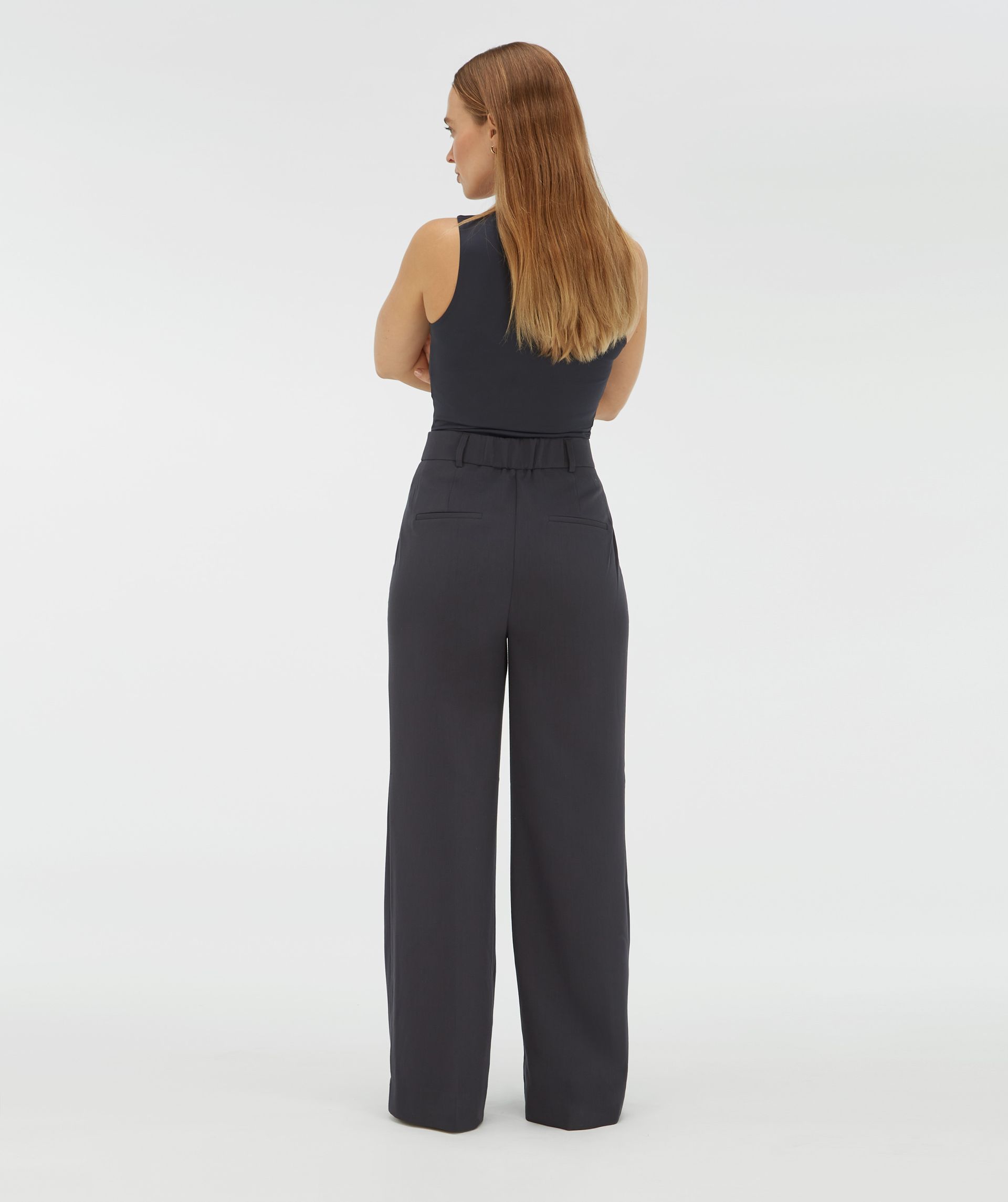 JV-KATE high rise wide leg broek - dark blue