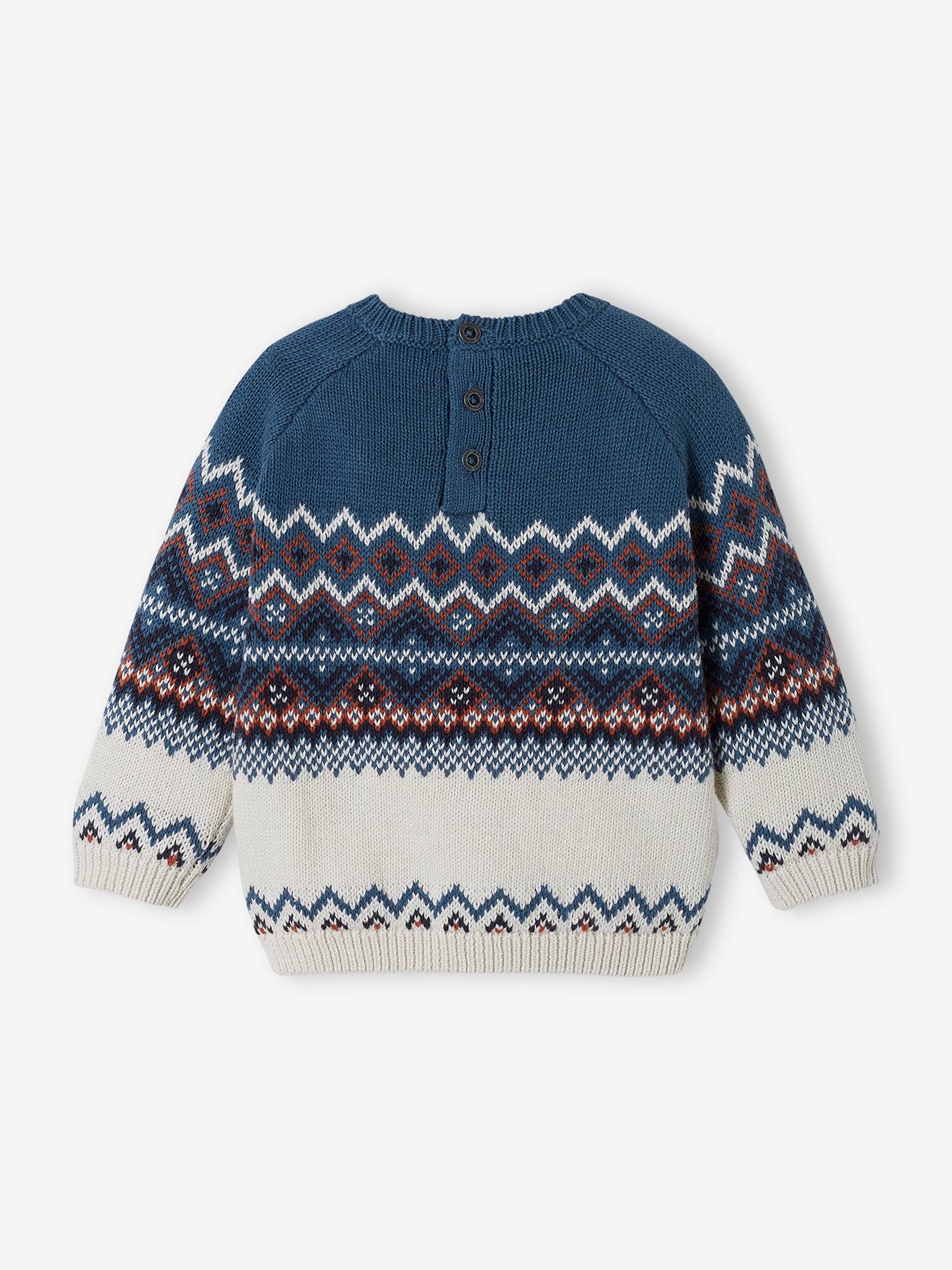 Suéter de bebê em jacquard cor canela