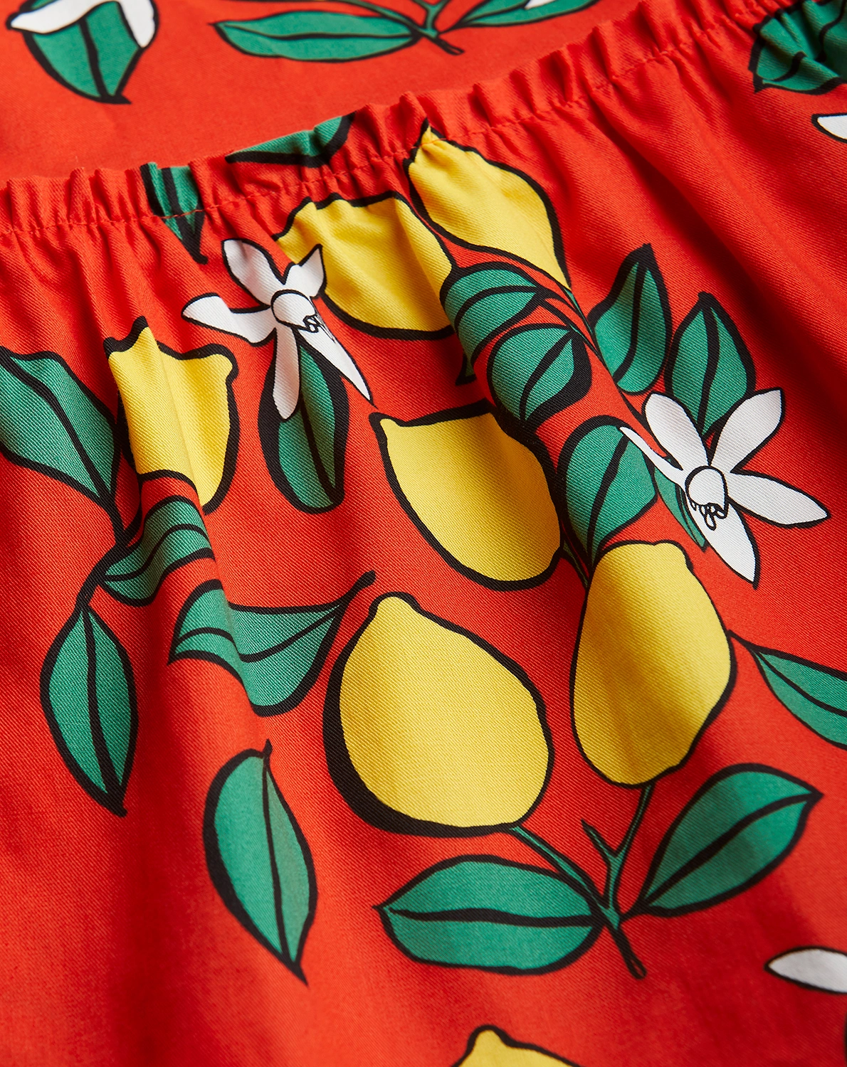 Kleid LEMONS AOP mit Puffärmel in red