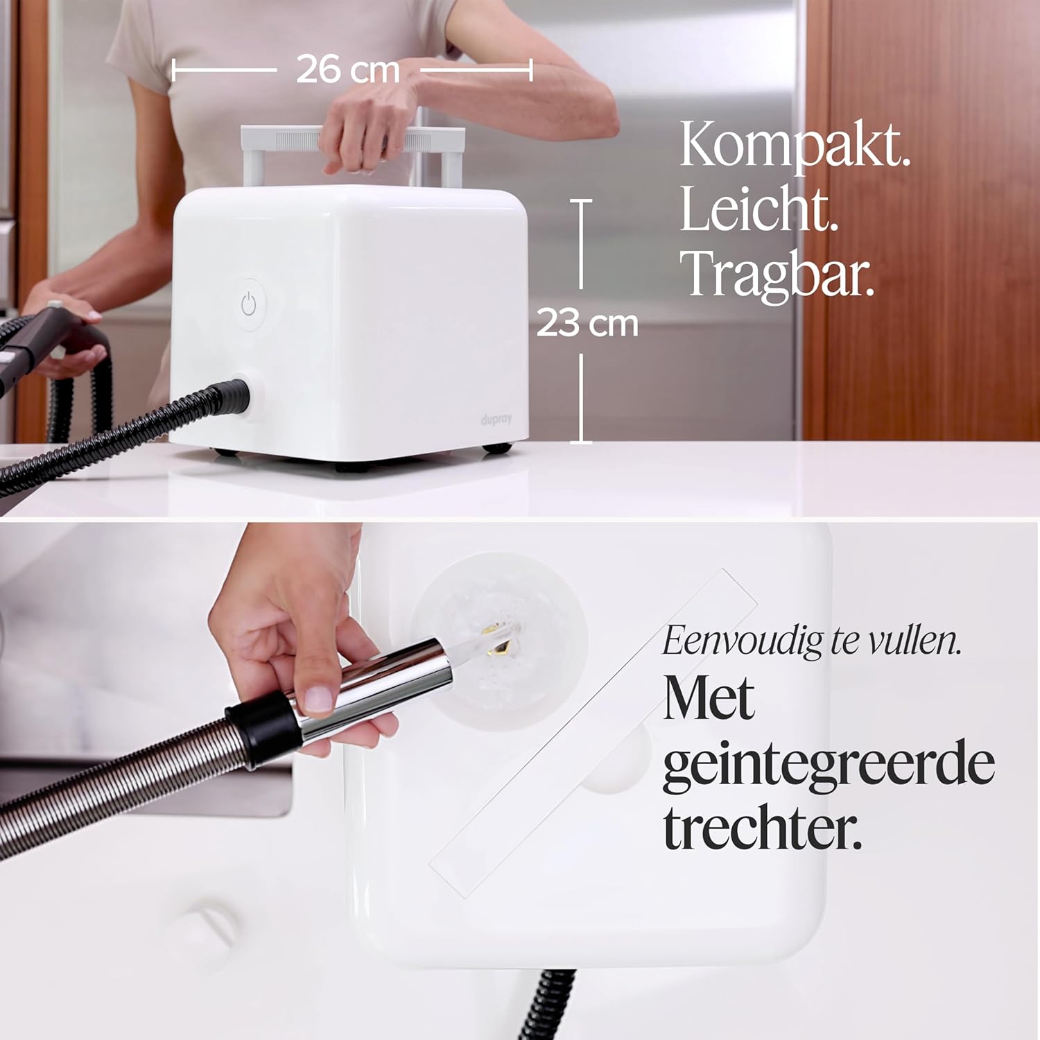Dupray Neat Dampfreiniger – leistungsstarker Multifunktions-Dampfreiniger für Haus, Böden, Fliesen, Fugen, Möbel, Matratzen, Fenster, Autos & mehr (Neat + 18 Teilen (Inkl. Tasche))
