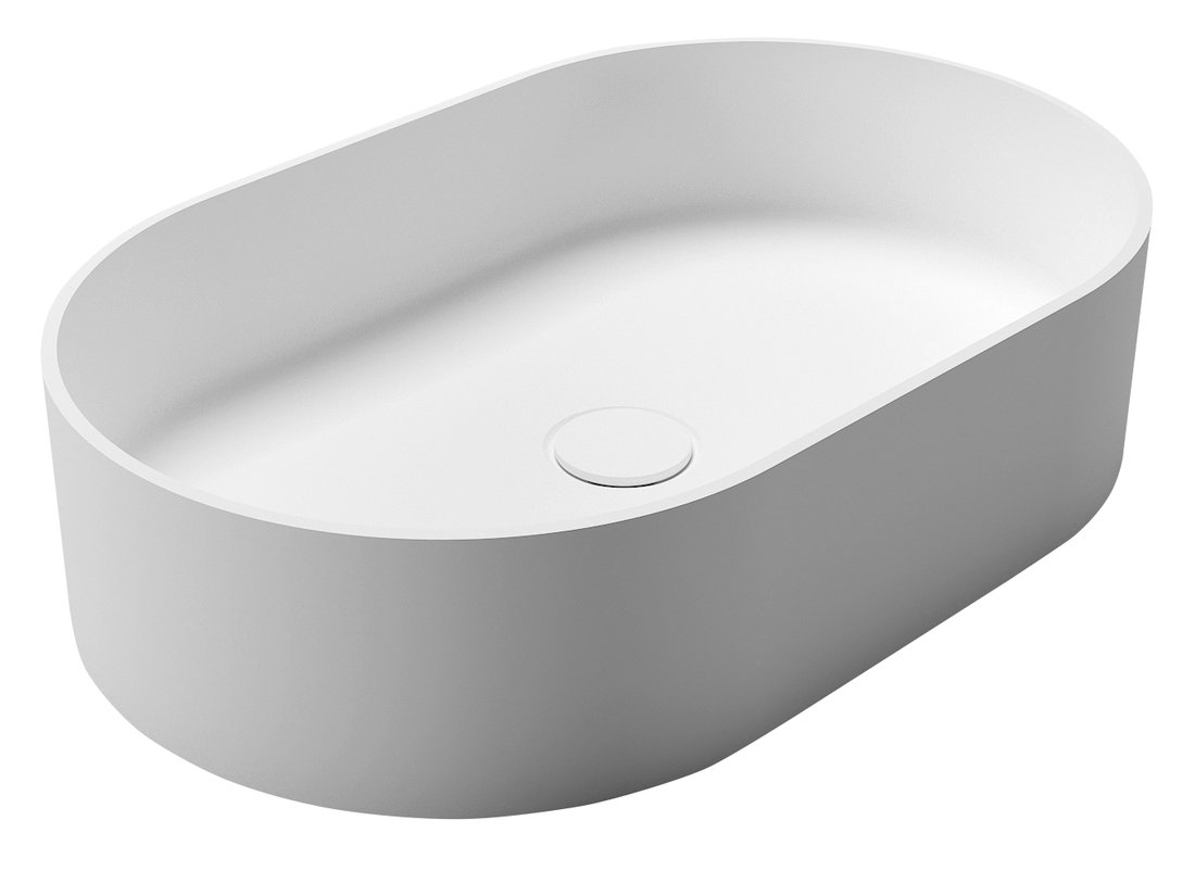 Sapho Thin ovale waskom solid surface 55x35cm wit mat