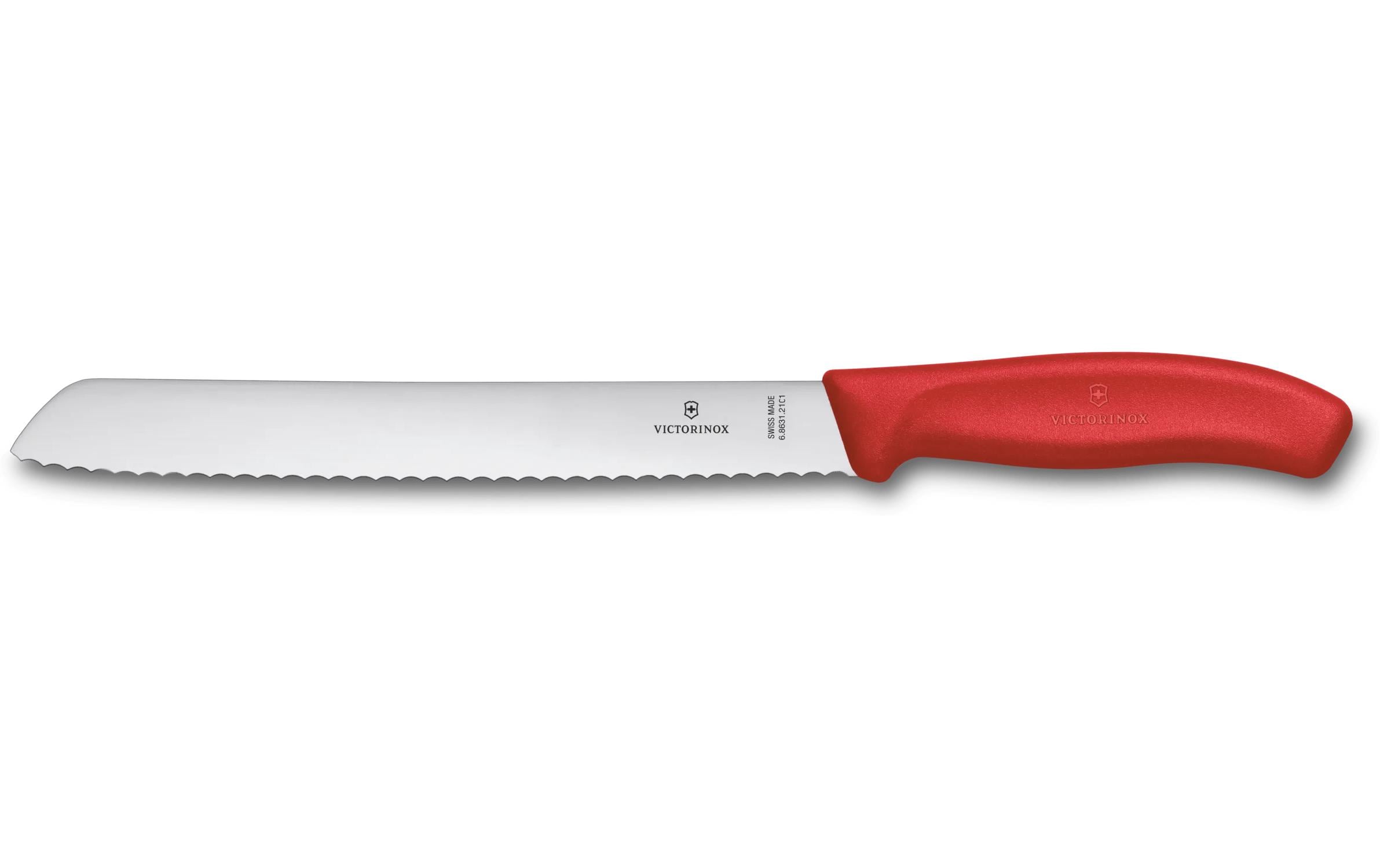Brotmesser Swiss Classic, 21 cm, Blister, RotBrotmesser mit ergonomischem Griff und Wellenschliff