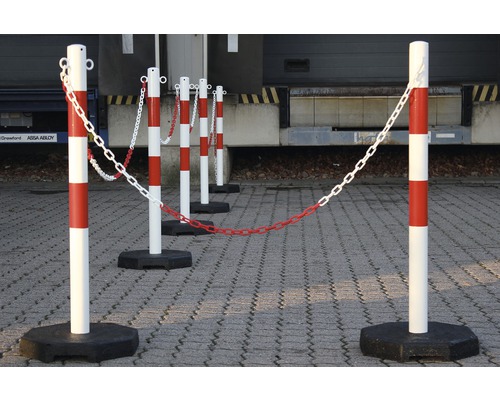 Pösamo kunststof ketting Ø 8 mm rood/wit, verkocht per meter