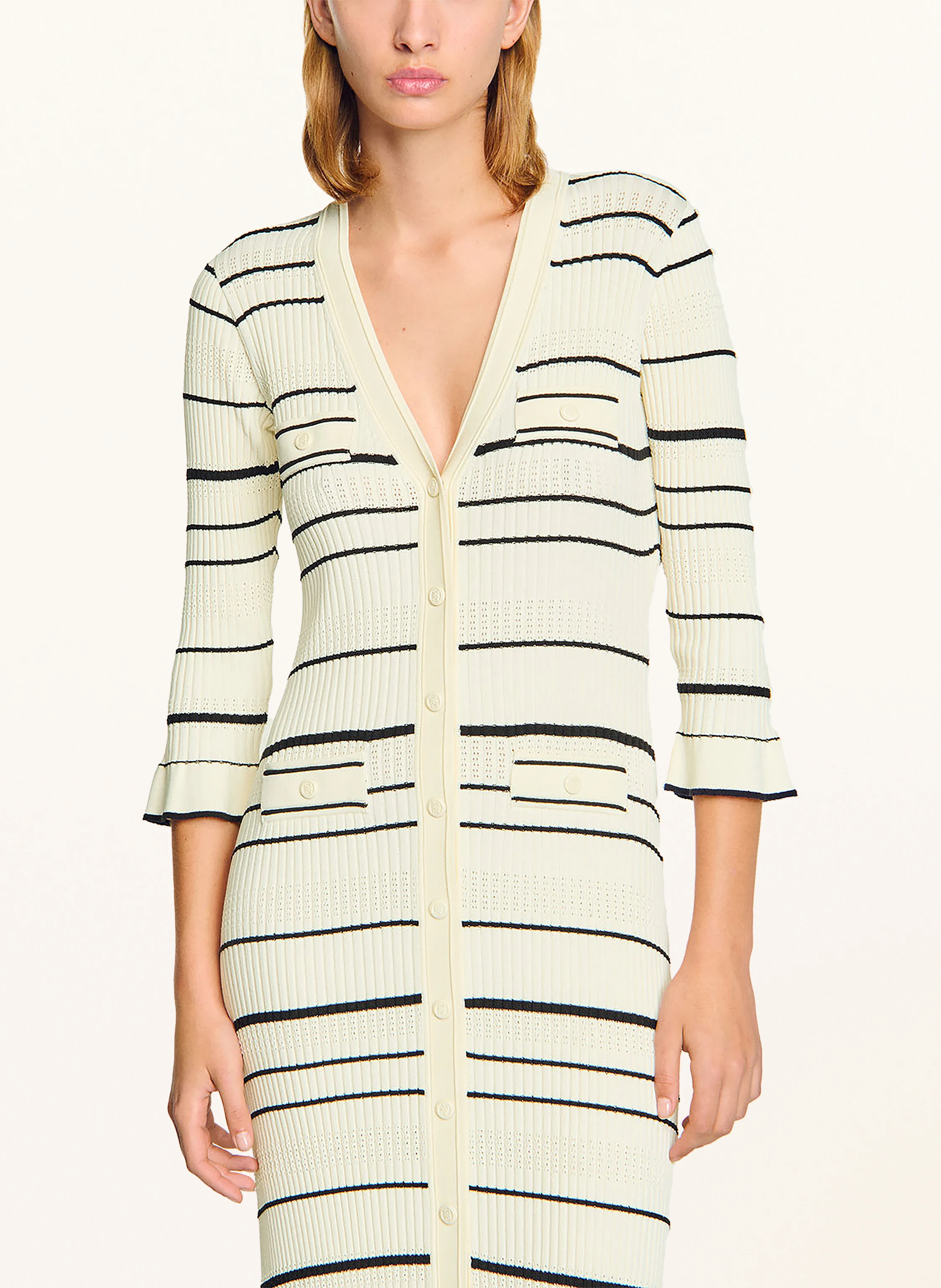 SANDRO Strickkleid mit 3/4-Arm