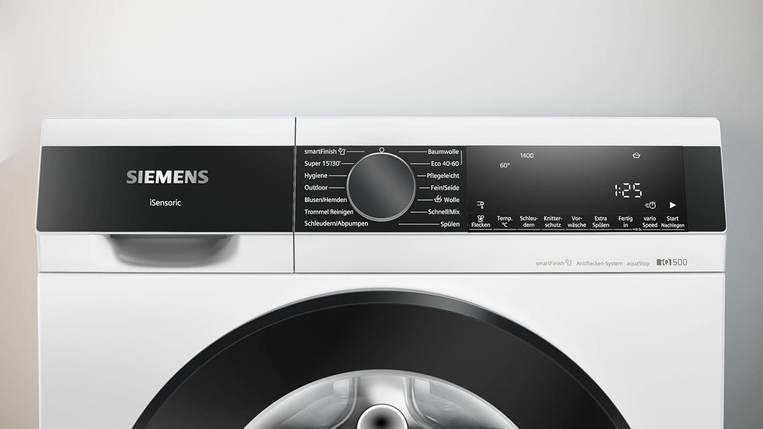 Siemens WG44G2Z40 iQ500 Waschmaschine 9kg, 1400 UpM, Antiflecken-System, smartFinish für weniger Bügeln, Schneller Waschen mit speedPack L, waterPerfect Plus, Nachlegefunktion, LED-Display, aquaStop