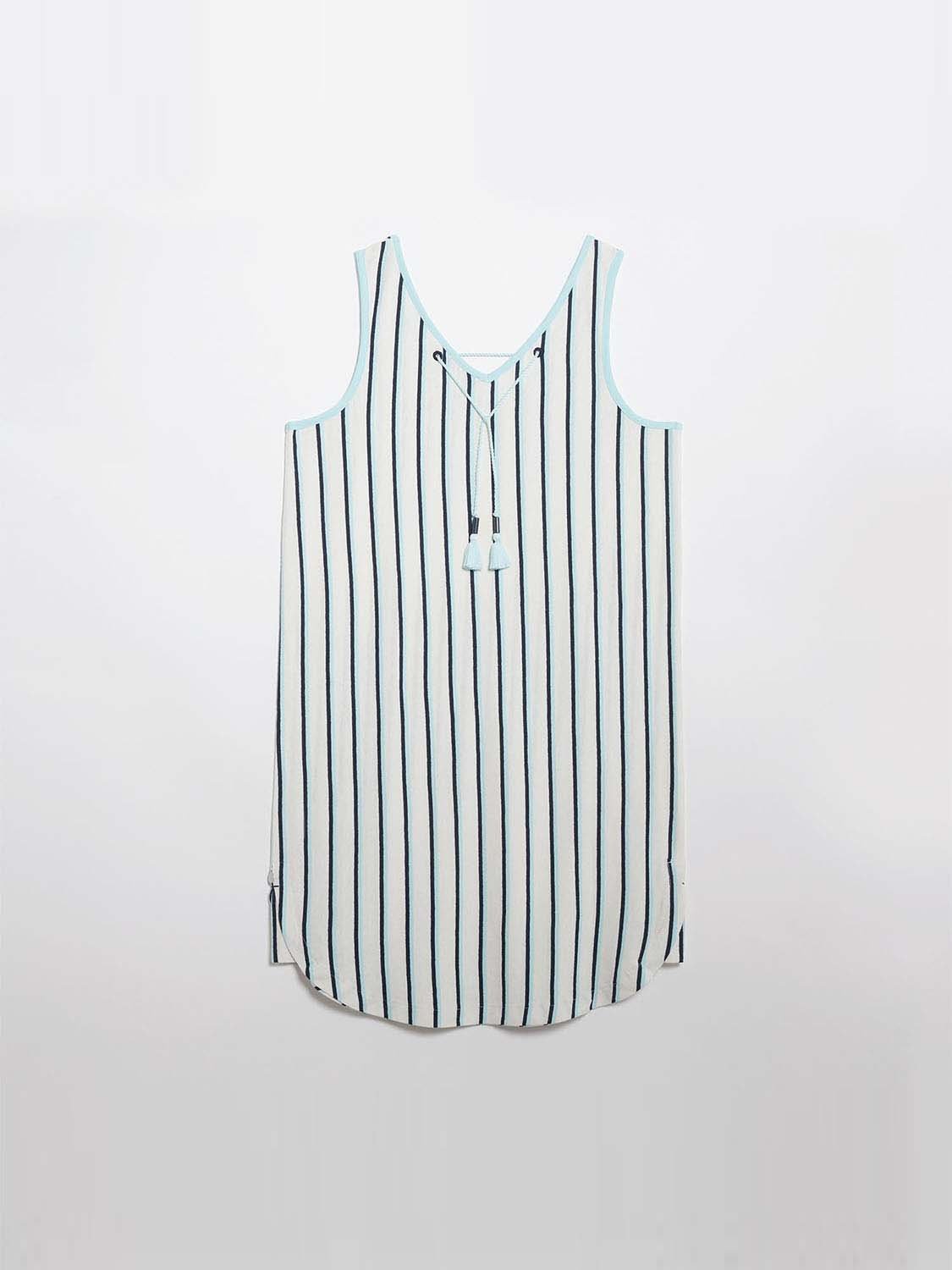 Robe Femme Coton Lin Bleu Clair