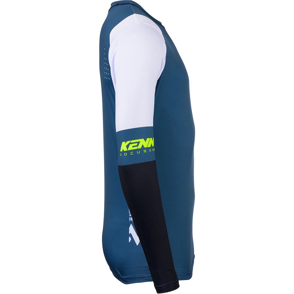 Kenny - Maillot Track Zoom Bleu pétrole / Jaune fluo / Noir / Blanc