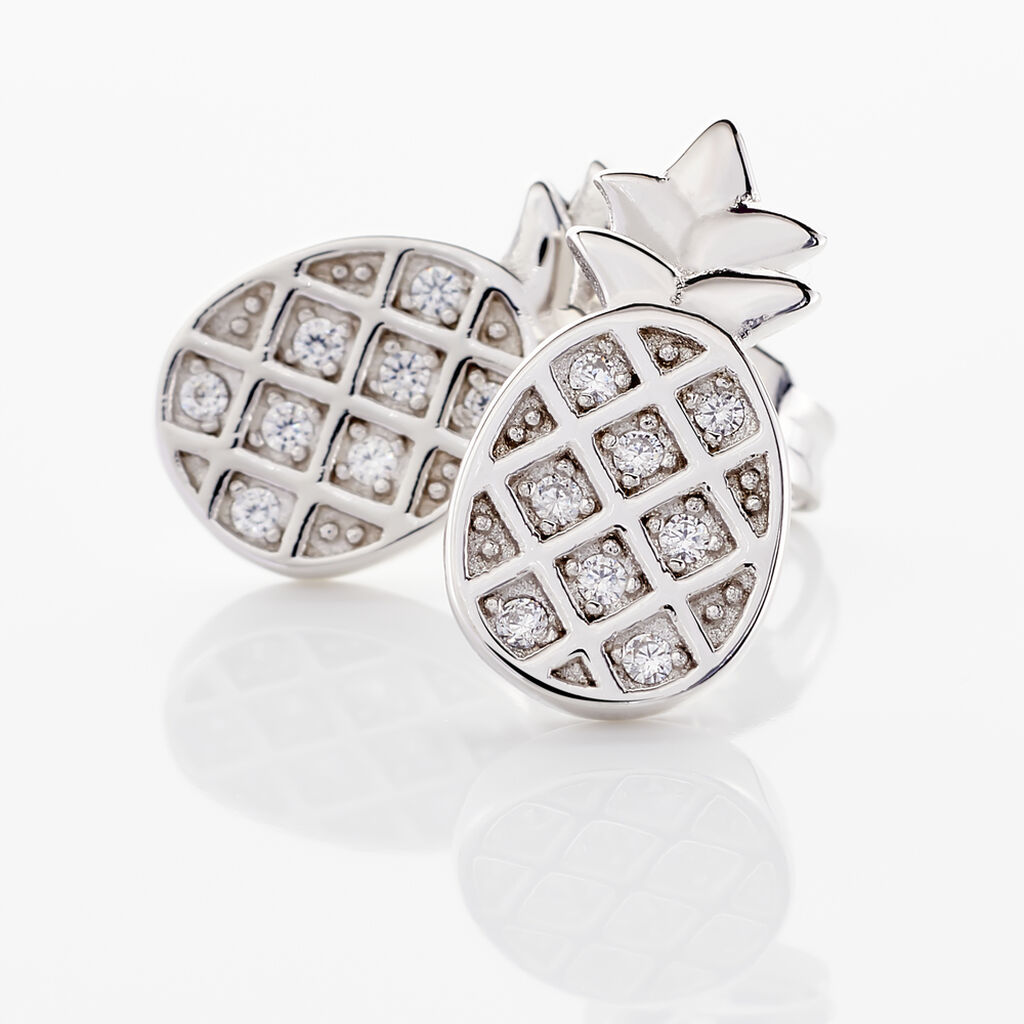 Boucles D'oreilles Puces Harold Argent Blanc Oxyde De Zirconium