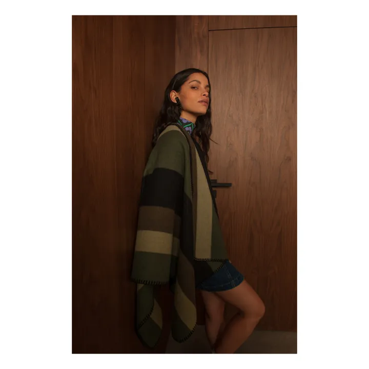 La Méricaine Cape Navajo Laine Recyclée | Vert kaki
