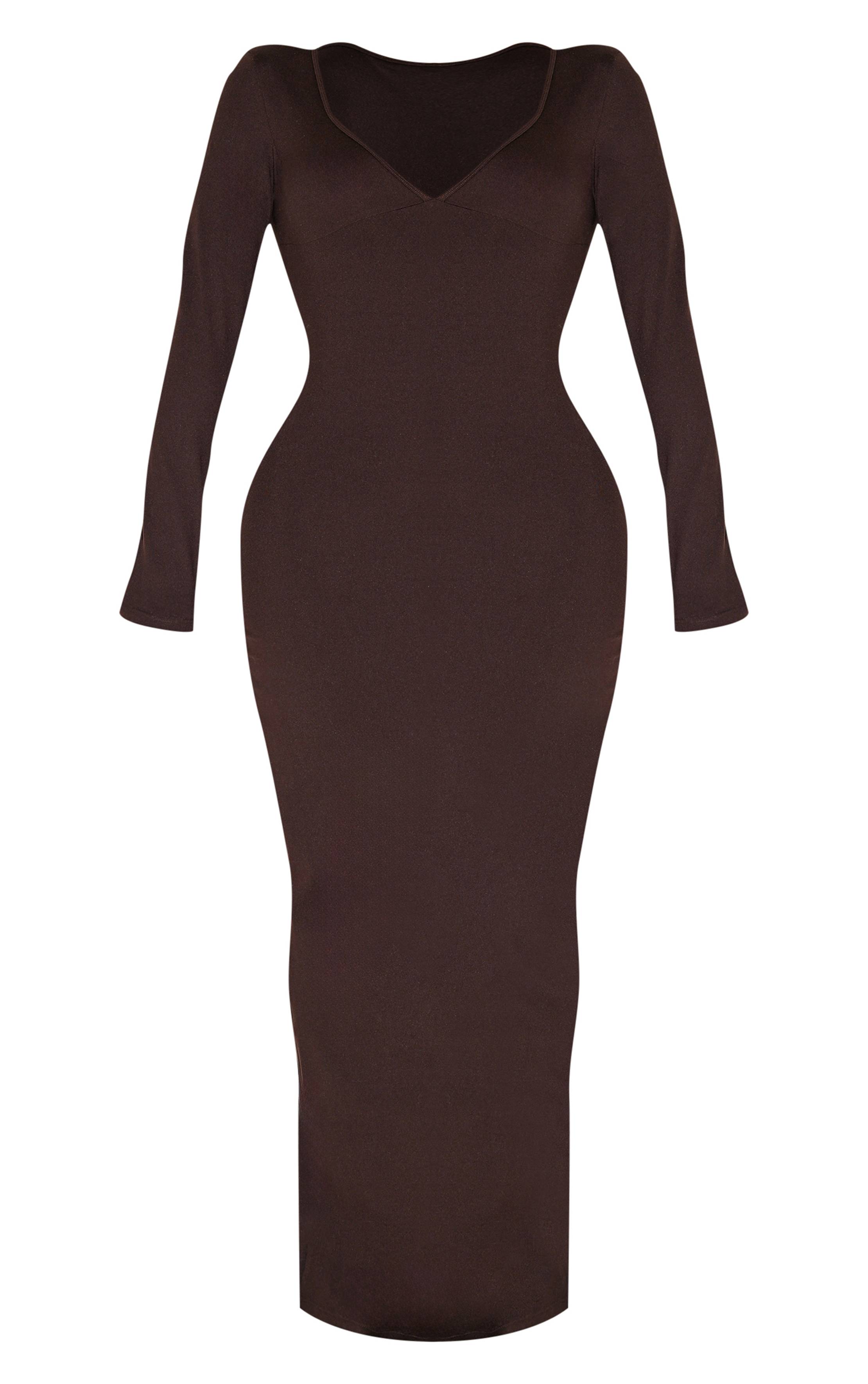 Chocolat Robe Longue Sculptante Décolleté Cœur Shape